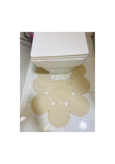 Jüt, Hasır, Paspas, Banyo Paspası, Klozet Önü Paspası, Klozet Paspas, Çift Taraflı Krem Krem