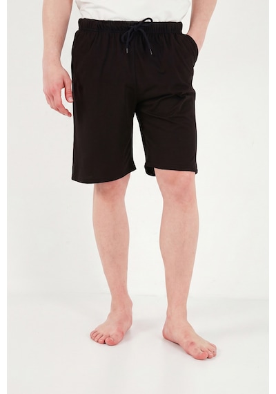 Buratti Pamuklu Regular Fit Bağlamalı Cepli Pijama Şort Erkek Şort 6574004 Siyah