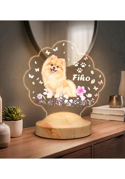 Köpek Fotoğraflı Led Lamba, Kişiye Özel Fotoğraf Ve İsimli Evcil Hayvan Temalı Lamba Hediye Tekli Foto Köpek