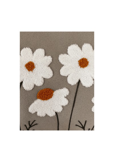 4 Lü Dekoratif Pamuklu Kırlent Kılıfı Seti 2 Papatya 2 Home Modern Boho Etnik Çift Katlı Kumaş Bej Bej