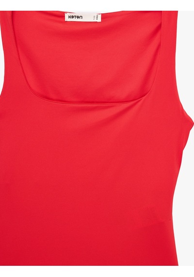 Koton Slim Fit Yuvarlak Yaka Kolsuz Top Kırmızı 6sak10291ek