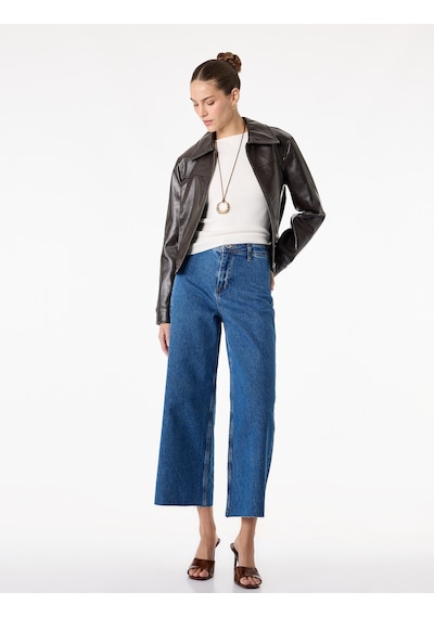 Koton Düğmeli Yüksek Bel Rahat Kesim Denim Pantolon - Culotte Jeans Orta İndigo 6sal40112md Koton Düğmeli Yüksek Bel Rahat Kesim Denim Pantolon - Culotte Jeans Orta İndigo 6sal40112md
