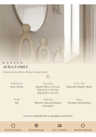 Kaveld Aura Family Minimalist Dekoratif Heykel 3'lü Set El Yapımı Modern Biblo Mermer Tozu & Çimento Kompozit Premium Salon Ve Ofis Dekoru Bej Kaveld Aura Family Minimalist Dekoratif Heykel 3'lü Set El Yapımı Modern Biblo Mermer Tozu & Çimento Kompozit Premium Salon Ve Ofis Dekoru Bej