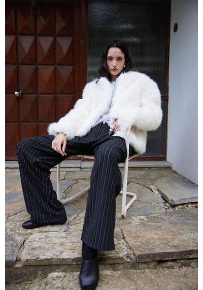 Suud Collection Ekru Lexi Suni Kürk Ceket