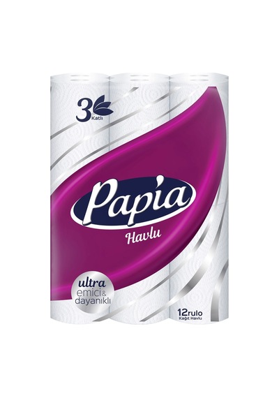 Papia 3 Katlı Kağıt Havlu 12'li Ultra Emici Ve Dayanıklı 2'li Ekonomik Paket - 2 Adet Tarı