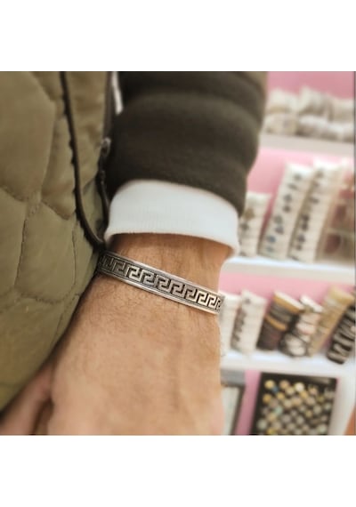 Oriental Kuyumculuk Jewellery Grek Model Gümüş Erkek Bileklik Gümüş