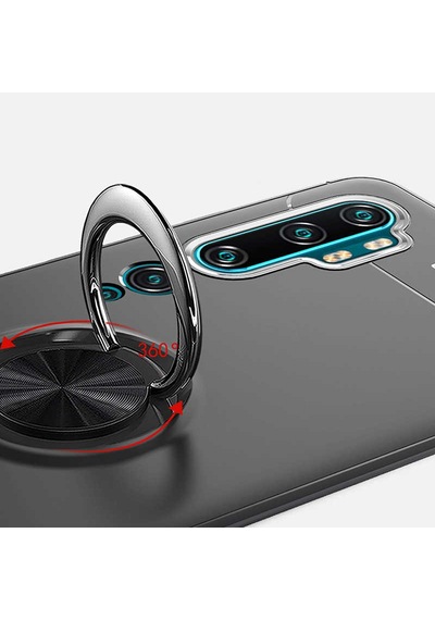 Xiaomi Mi Note 10 Kılıf Zore Ravel Silikon Kapak Siyah-Mavi