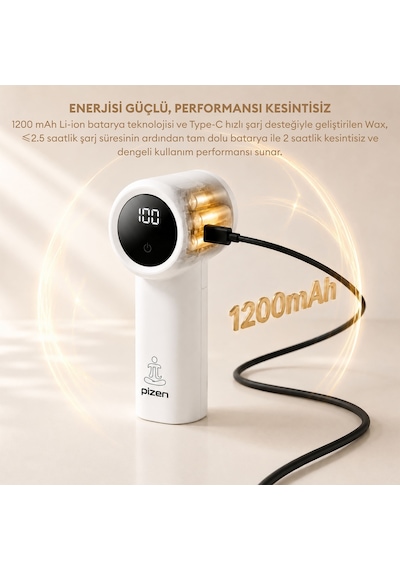 Pizen Wax Şarjlı Taşınabilir Tüy Tiftik Temizleyici 3 Kademeli Dijital Göstergeli 2 Yedek Bıçaklı Lint Roller Beyaz