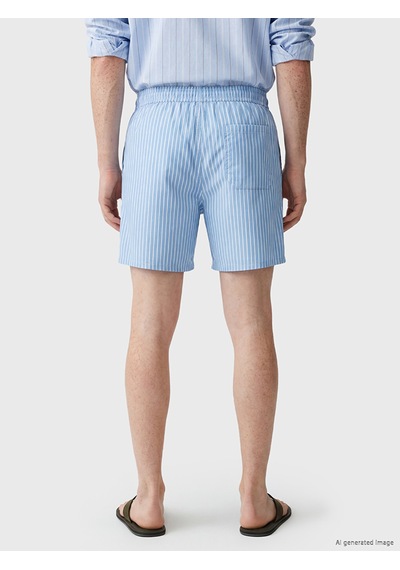 Lcw Swımwear Mavi Kısa Boy Çizgili Erkek Deniz Şortu
