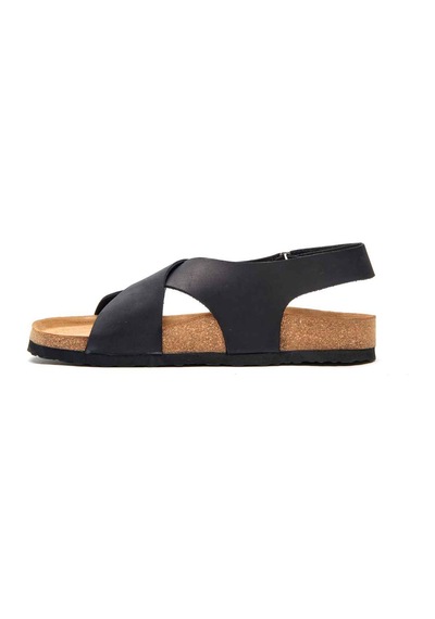 Comfortfusse Fayette - Erkek Ortopedik Hakiki Deri Sandalet Siyah Nubuk Deri