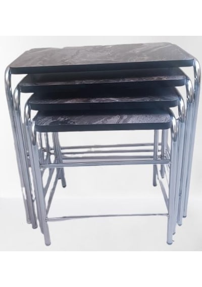 1448bng90221zigon Sehpa Demet Model Metal Nikelaj Ayak Açık Siyah Mermer Desen Tabla El Yapım