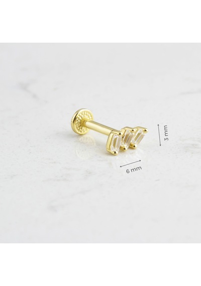 Glorria Altın 3 Baget Tragus Piercing Sarı