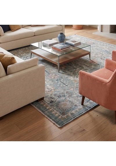 Lorien Vintage Dokuma Halı Eskitme Desenli Pamuk Tabanlı Halı Modern Salon Halısı 120 X 180 Model Lor08 Diğer