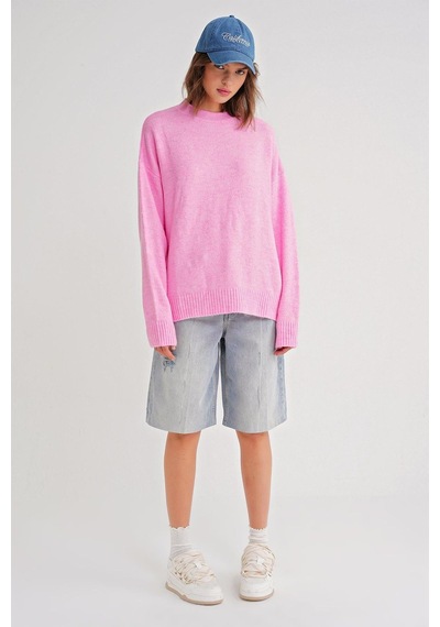Hiccup Mixray Oversize Triko Kazak Toz Pembe