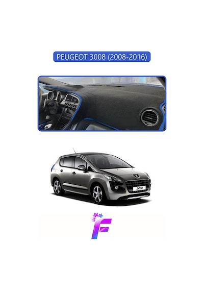Peugeot 3008 2008-2016 Uyumlu Torpido Örtüsü Yansıma Önleyici Tam Koruma Kolay Montaj J11