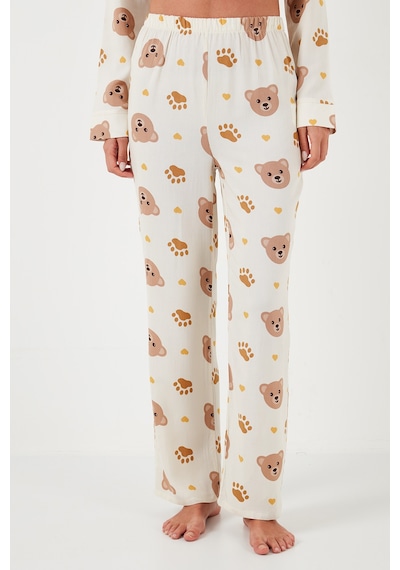Lela Reguar Fit Yumuşak Dokulu Bayan Pijama Takımı 611Pt288Y Bej