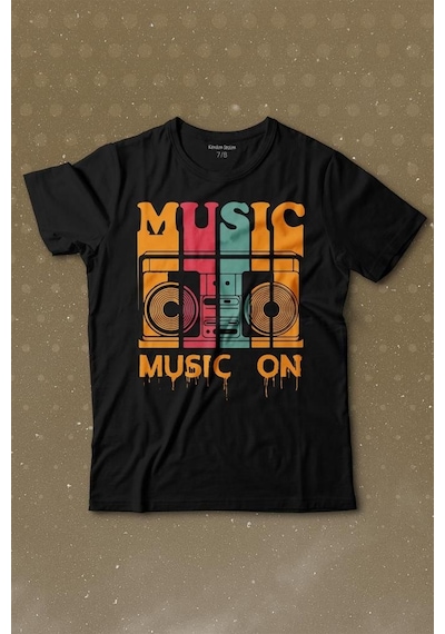 Kendim Seçtim Müzik Music On Kaset Teyp Baskılı Tişört Çocuk T-shirt 001