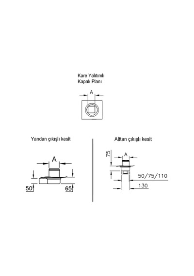 VitrA 5607280 Elegant V-Flow Dk200 010 Kare Yalıtımlı Duş Kanalı