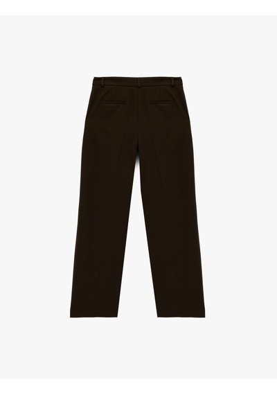 Koton Pile Detaylı Cepli Geniş Paça Kumaş Pantolon Kahverengi 6sak40143pw Kahve