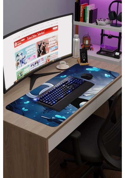 Hollow Knight Kaymaz Dikişli Kauçuk Oyuncu Mousepad V1 - 90x40 Xxl Gaming Mouse Pad Fare Altlığı
