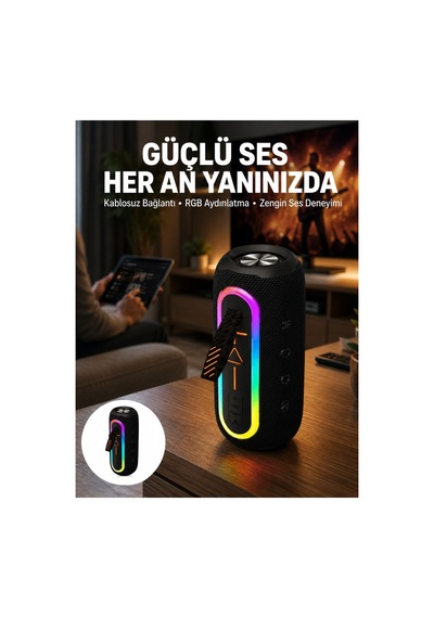 Bluetooth Hoparlör Uzun Pil Ömrü Taşınabilir Yüksek Ses Kaliteli Yeni Nesil Renkli