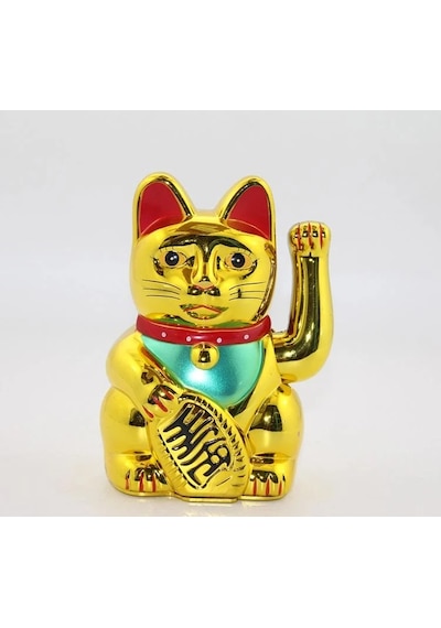 Pilli Sallanan Şans Kedisi - Maneki Neko Alk2933 Beyaz