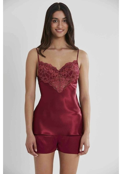 Pierre Cardin 425 Saten Şort Takım Bordo 001
