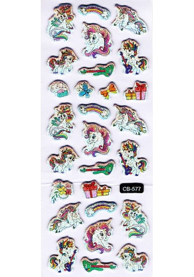 Sticker Kabartmalı Sticker Defter Planlayıcı Etiket Cb577 16x7 Cm- Müzikal Unicorn Çok Renkli