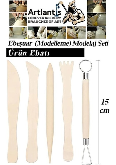 Seramik Ve Çömlek Şekillendirme Seti Ebeşuar 16 Parça 1 Paket Kil Modelaj Modelleme Heykel Şekillendirici Hobi Sanatsal