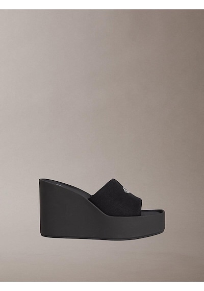 Calvin Klein Kadın Wedge Canvas Detaylı Sandalet-14745 Siyah