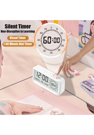 Dijital Mutfak Zamanlayıcı, 60 Dakika Görsel Zamanlayıcı Çalar Saat Çift Ekranlı Lcd Zaman Hatırlatma, Çocukların Sınıf Öğrenimi İçin Ev Okul Öğrenme Araçları, Öğretmen Masa Saati Çok Renkli