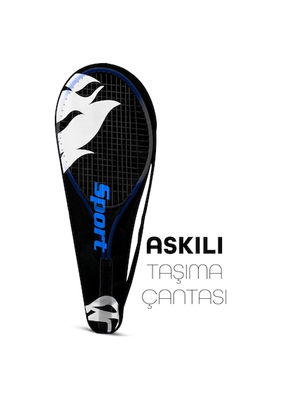 3lü Set Deluxe 21 İnç Çocuk Genç Tenis Raketi Seti Çantalı Çocuk Tennis L2 Grip 53 Cm Mavi 670