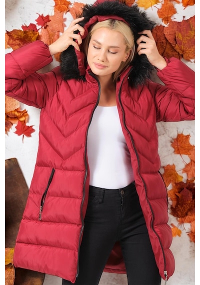 Z6759 Dewberry Bayan Kaban-düz Bordo-düz Bordo