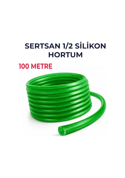 Silikonlu Bahçe Hortumu 1/2 İnç 100 Metre Yeşil Dayanıklı Sulama Hortumu
