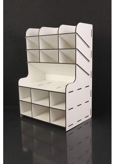 Kututr 9+9 Bölme Masaüstü Kalemlik Organizer Beyaz Demonte Genel