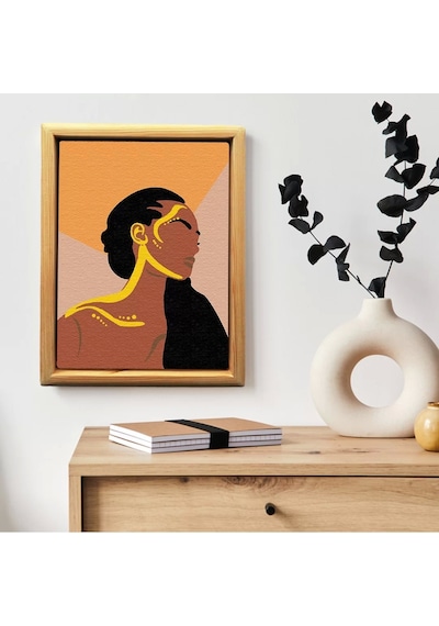 Sayılarla Minimalist Ahşap Çerçeveli Tablo Setleri 21 X 27 Cm Tuval Şasesine Gerili Kadın Portresi