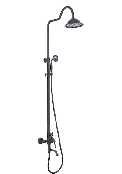 Royal Mi X Borulu Robot Banyo Tepe Duş Seti Siyah