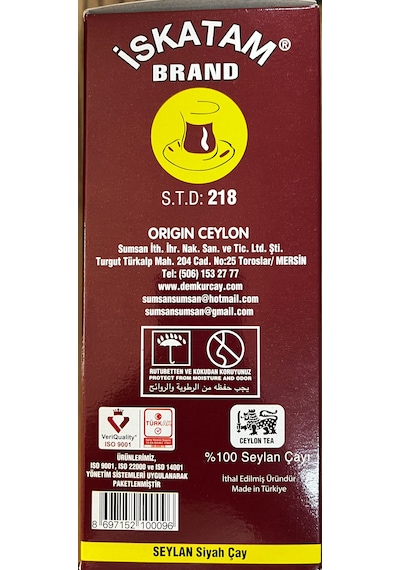 İskatam Siyah İthal Çay Kutu 400 G
