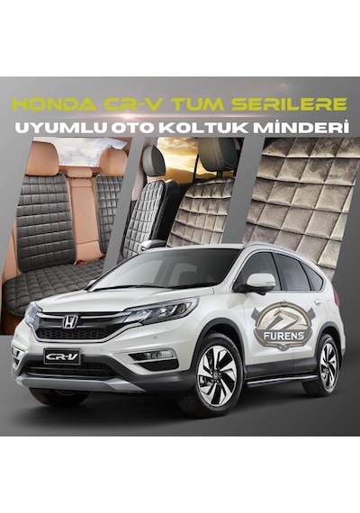 Honda Cr-v Antrasit Tay Tüyü Cepli & Terletmez Sırtlı Oto Koltuk Minder Seti - Koruma Kılıfı  Ön & Arka Set