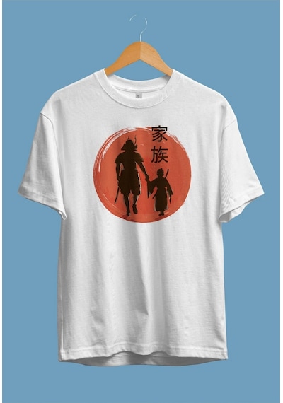 Tarzsokak Oversize Japon Katana Samuray Usta Ögretmen Ögrenci Tasarım Baskılı Unisex Tişört Beyaz