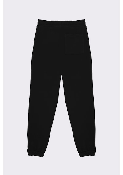 Tudors Unisex Relax Fit Rahat Kesim Şardonlu 3 Cepli Lastikli Jogger Paça Siyah Eşofman Altı-32643 Siyah