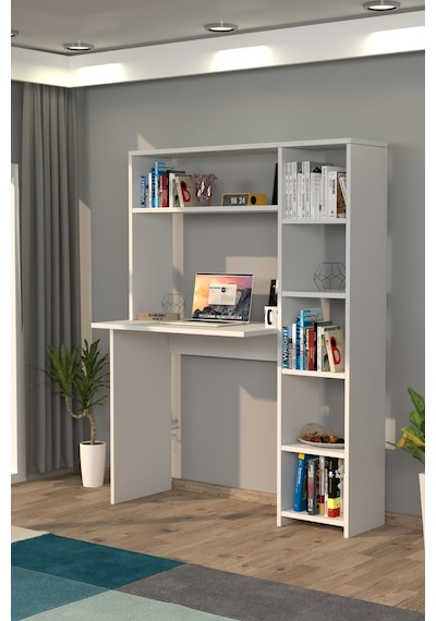 Moonlife Moonlife Duru Kitaplıklı Çalışma Masası Beyaz