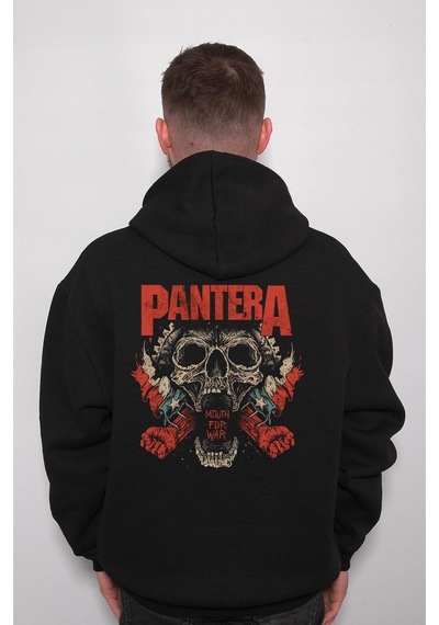 Baskwear Pantera Skull Kuru Kafa Heavy Metal Sweatshirt Unisex Kapüşonlu Hoodie SIYAH