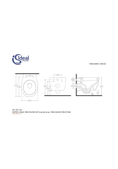 İDEAL STANDARD STRADAO ASMA KLOZET BEYAZ Z266801
