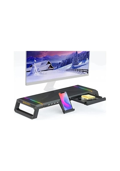 Katlanabilir Masaüstü Monitör Standı, Rgb Aydınlatmalı