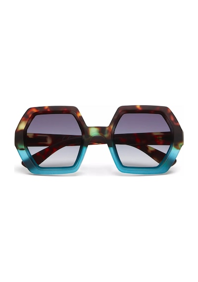 Okkia Emma Big Hexagonal Havana Mavisi Unisex Güneş Gözlüğü
