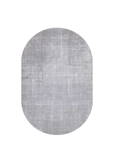 Parlak Saten Dokulu Poem Bambu Tuşe Modern Trend Oval Halı Pm03 Gri
