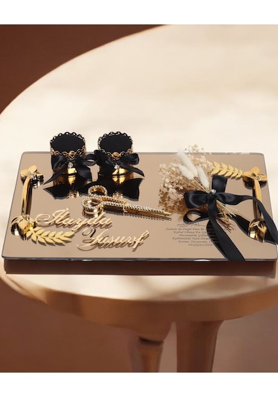 Harmony Söz Nişan Tepsisi Gold Siyah