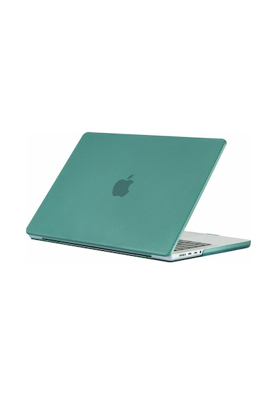 Arabulalaca Apple Uyumlu MacBook Pro 14 A2779 2023 Karbon Desen Kılıf Su Yeşil