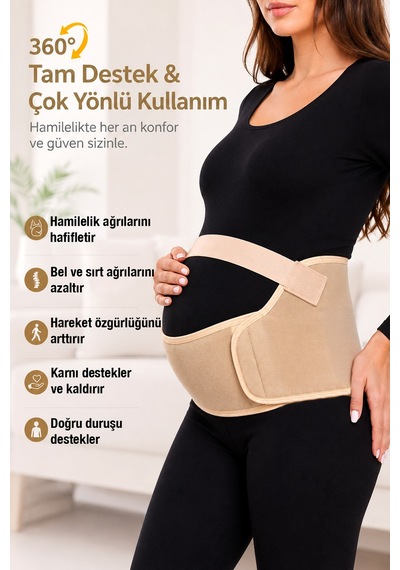 Modalarge Hamile Bel Korsesi Lohusa Korse Bandı 3 Parça Ayarlanabilir Balenli Karın Bel Destek Kemeri Gebe Korsesi Bej